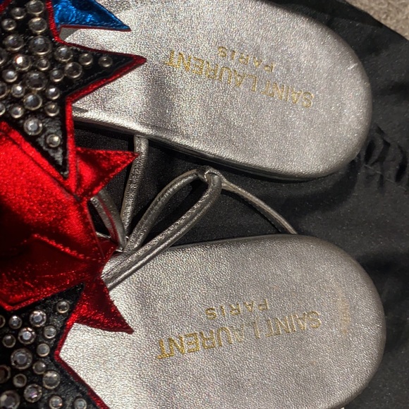 Saint Laurent Calf Skin Metallic Star Sandals - Picture 8 of 10